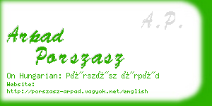 arpad porszasz business card